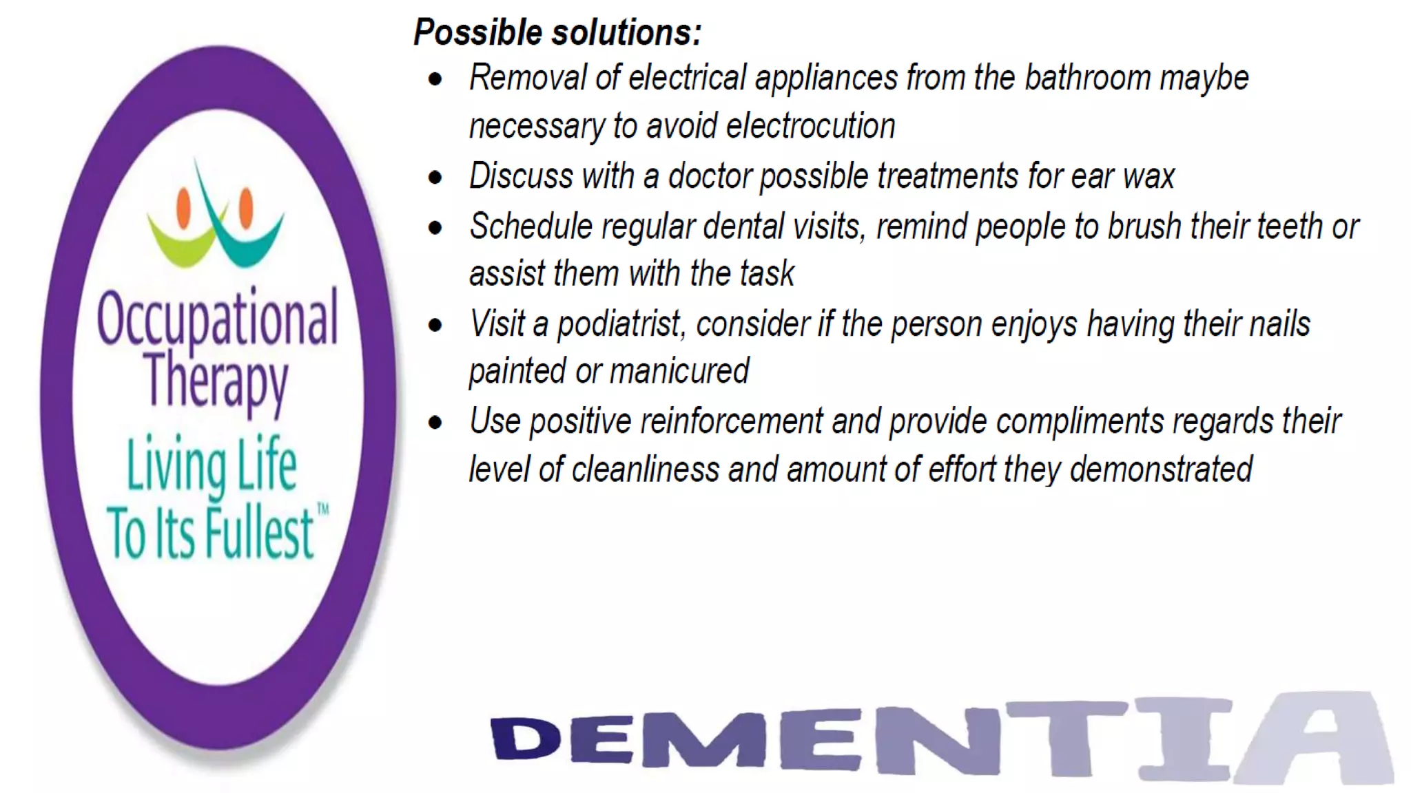 Occupational Therapy and Dementia Care part 3