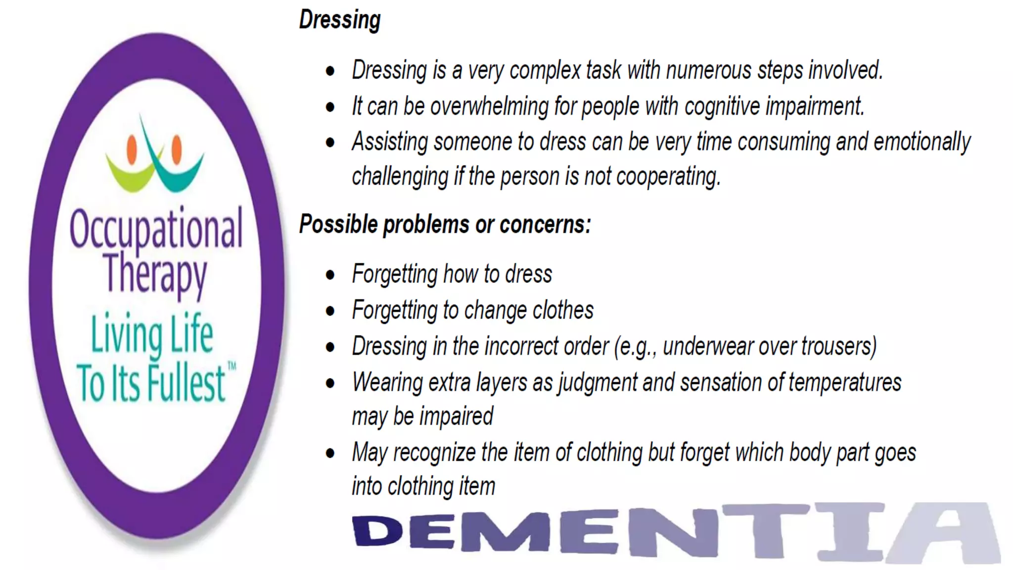 Occupational Therapy and Dementia Care part 3