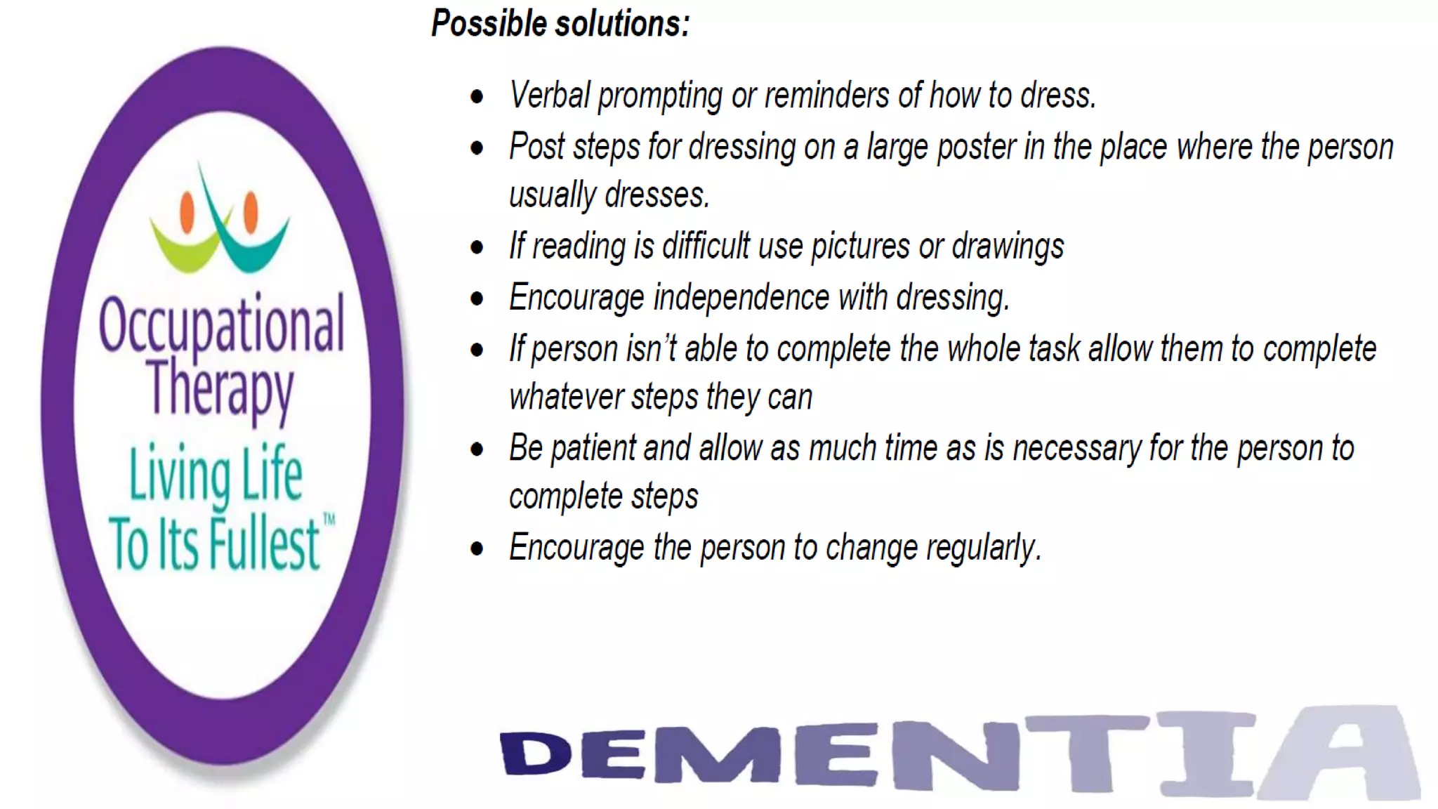 Occupational Therapy and Dementia Care part 3