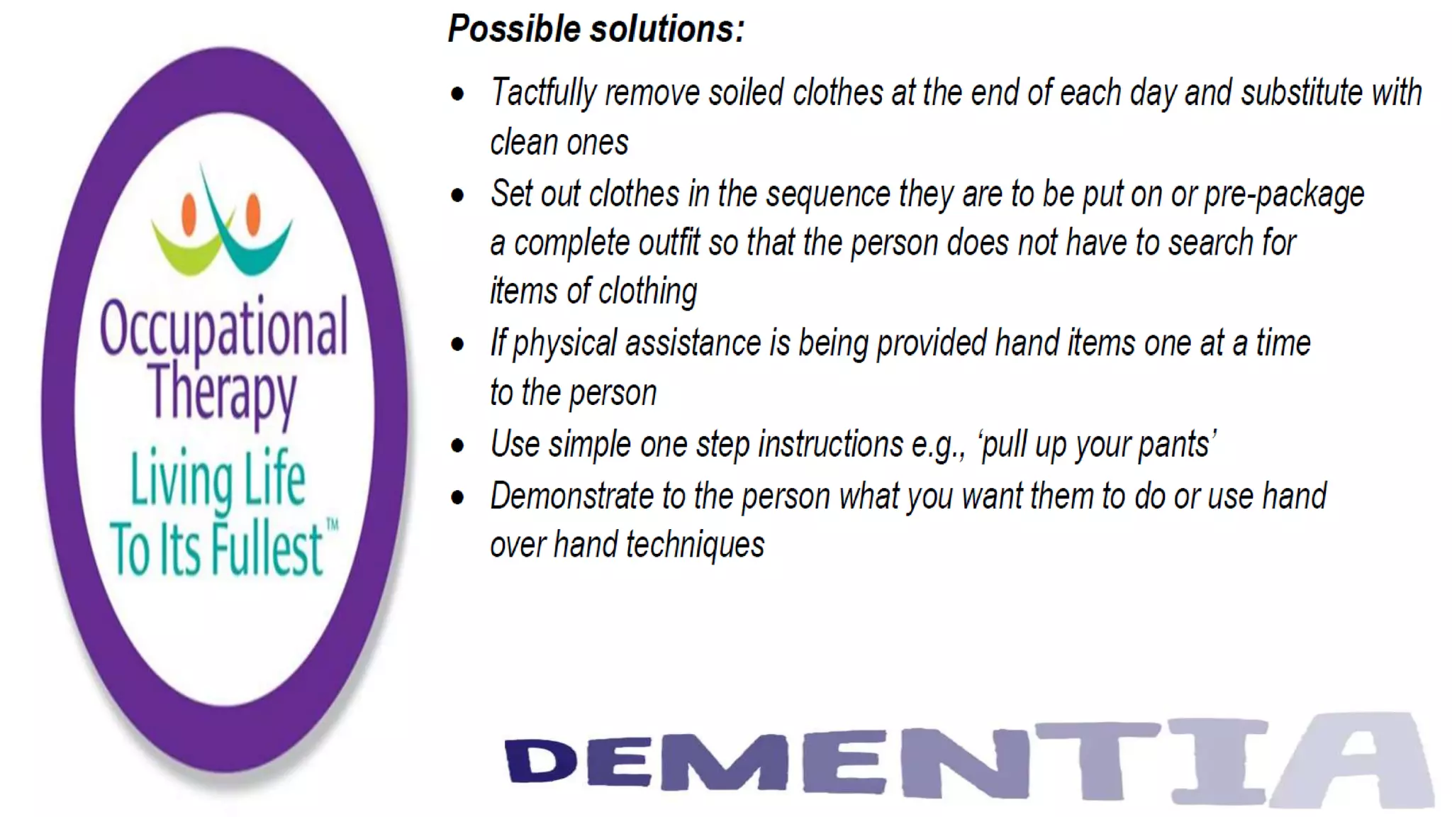 Occupational Therapy and Dementia Care part 3