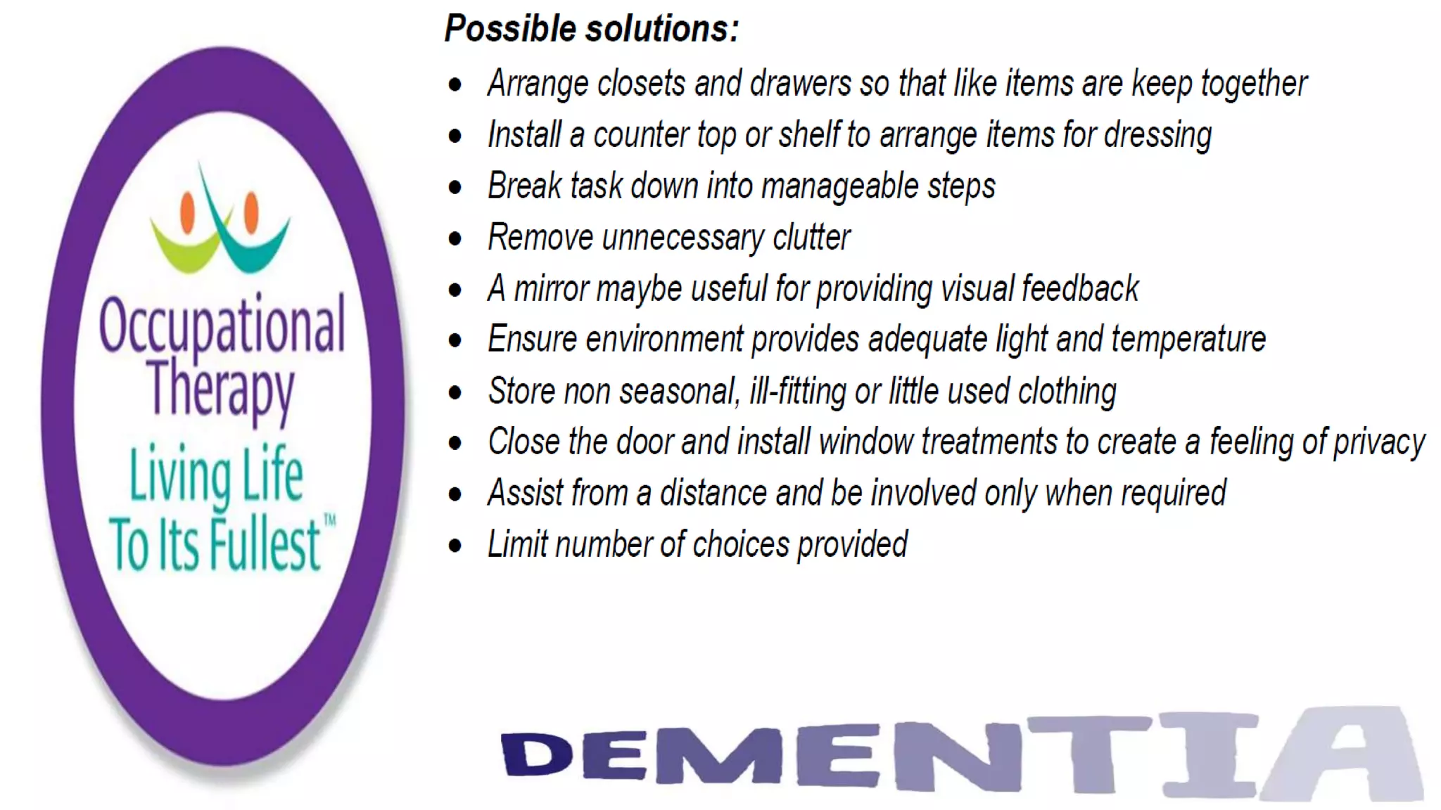 Occupational Therapy and Dementia Care part 3