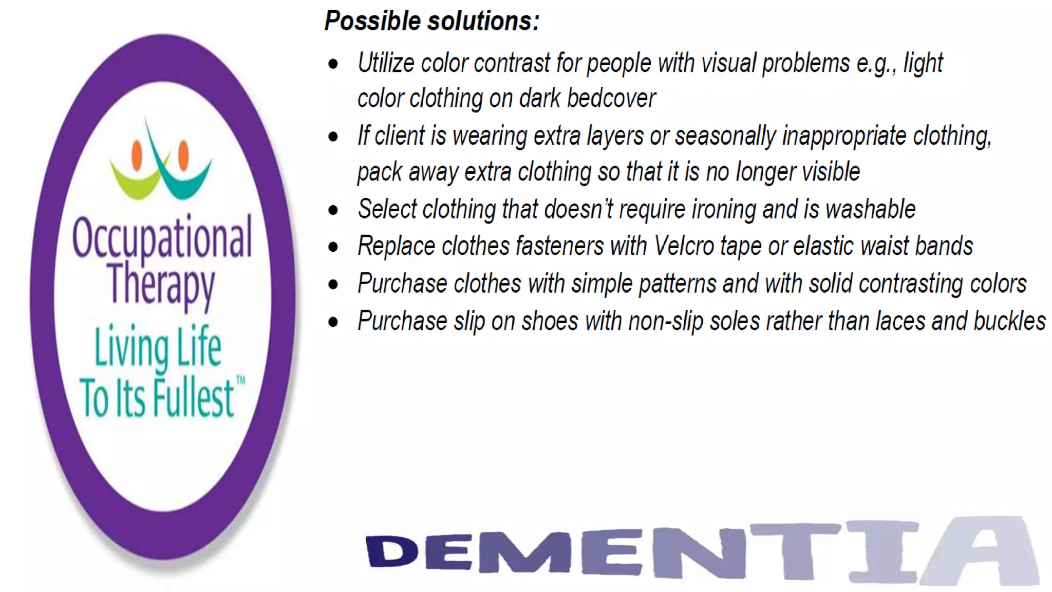 Occupational Therapy and Dementia Care part 3