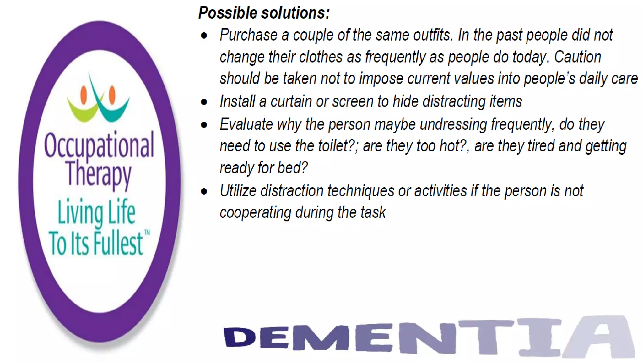 Occupational Therapy and Dementia Care part 3