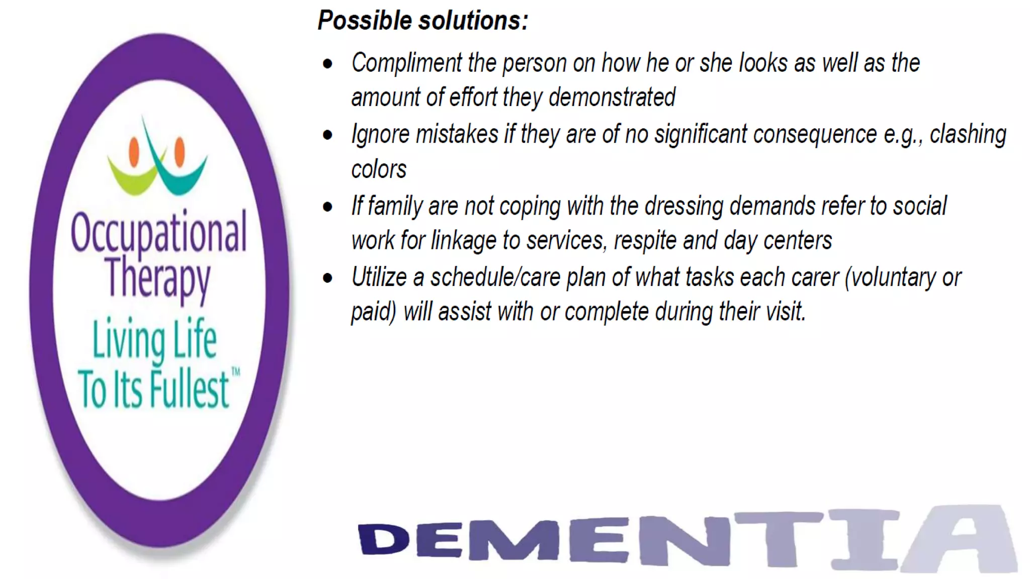 Occupational Therapy and Dementia Care part 3