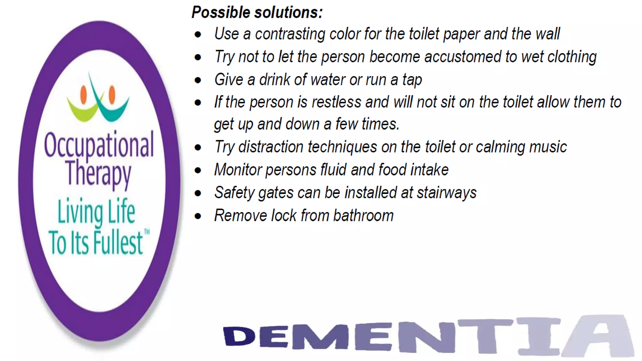 Occupational Therapy and Dementia Care part 3