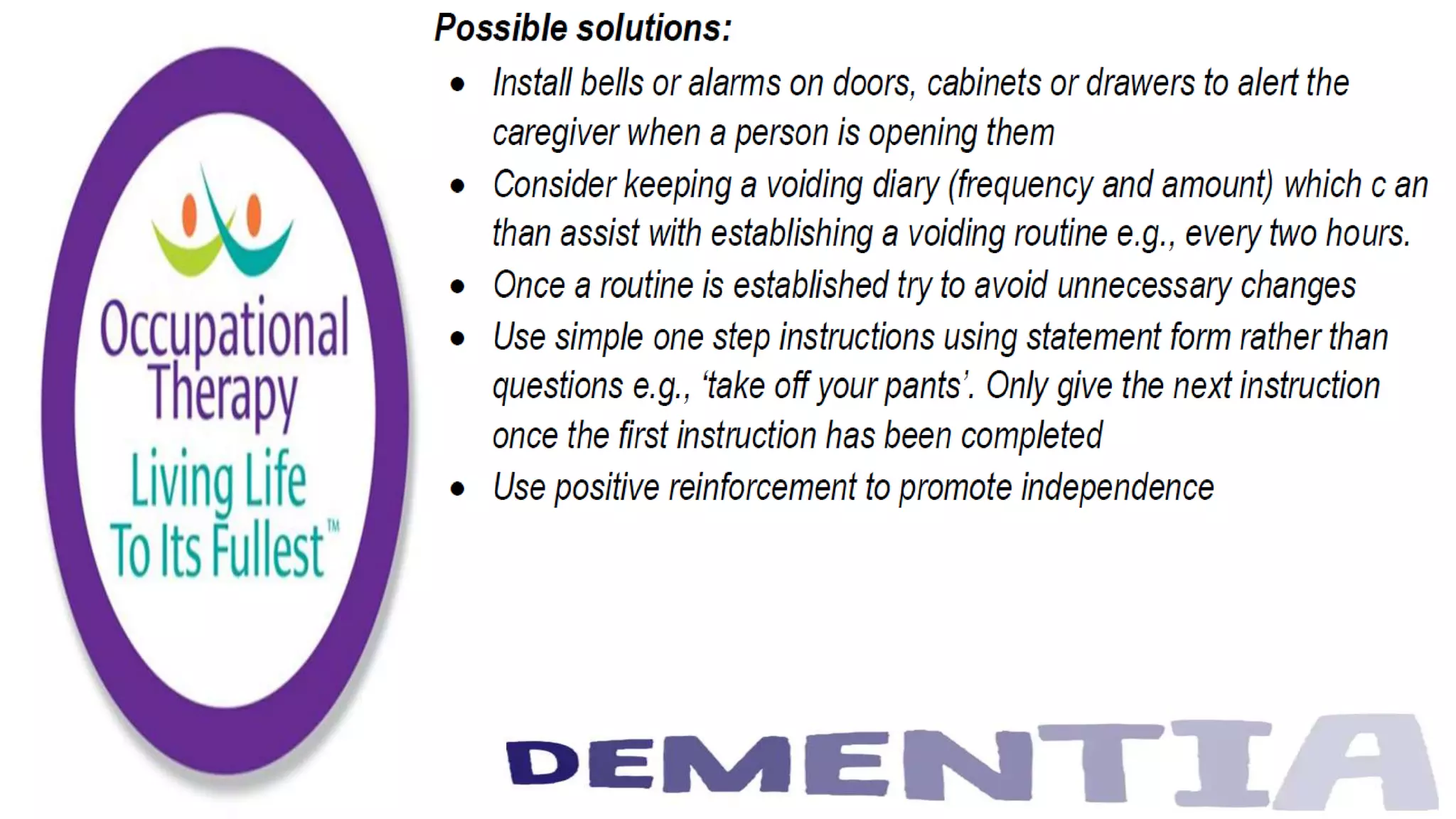 Occupational Therapy and Dementia Care part 3