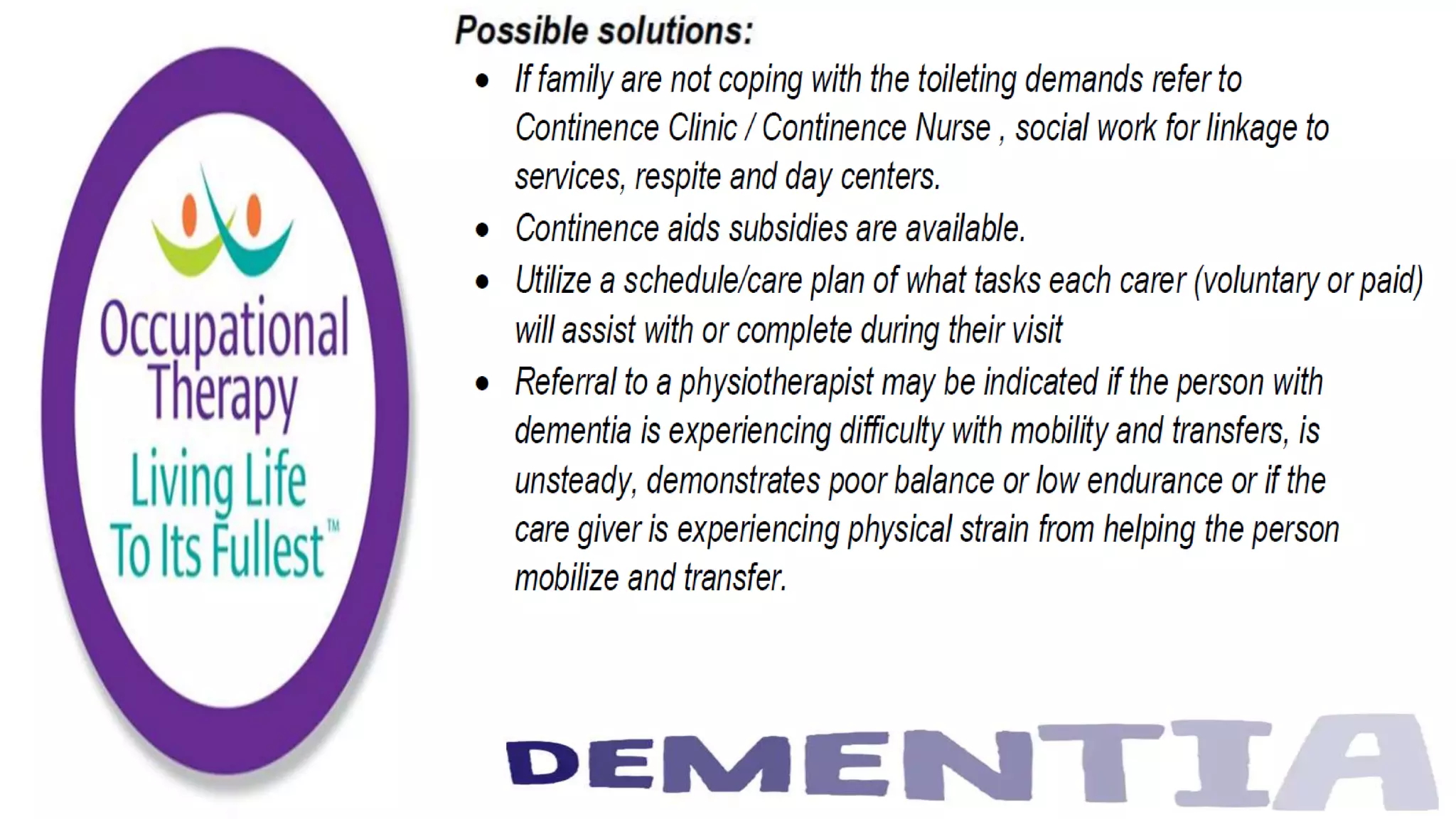 Occupational Therapy and Dementia Care part 3