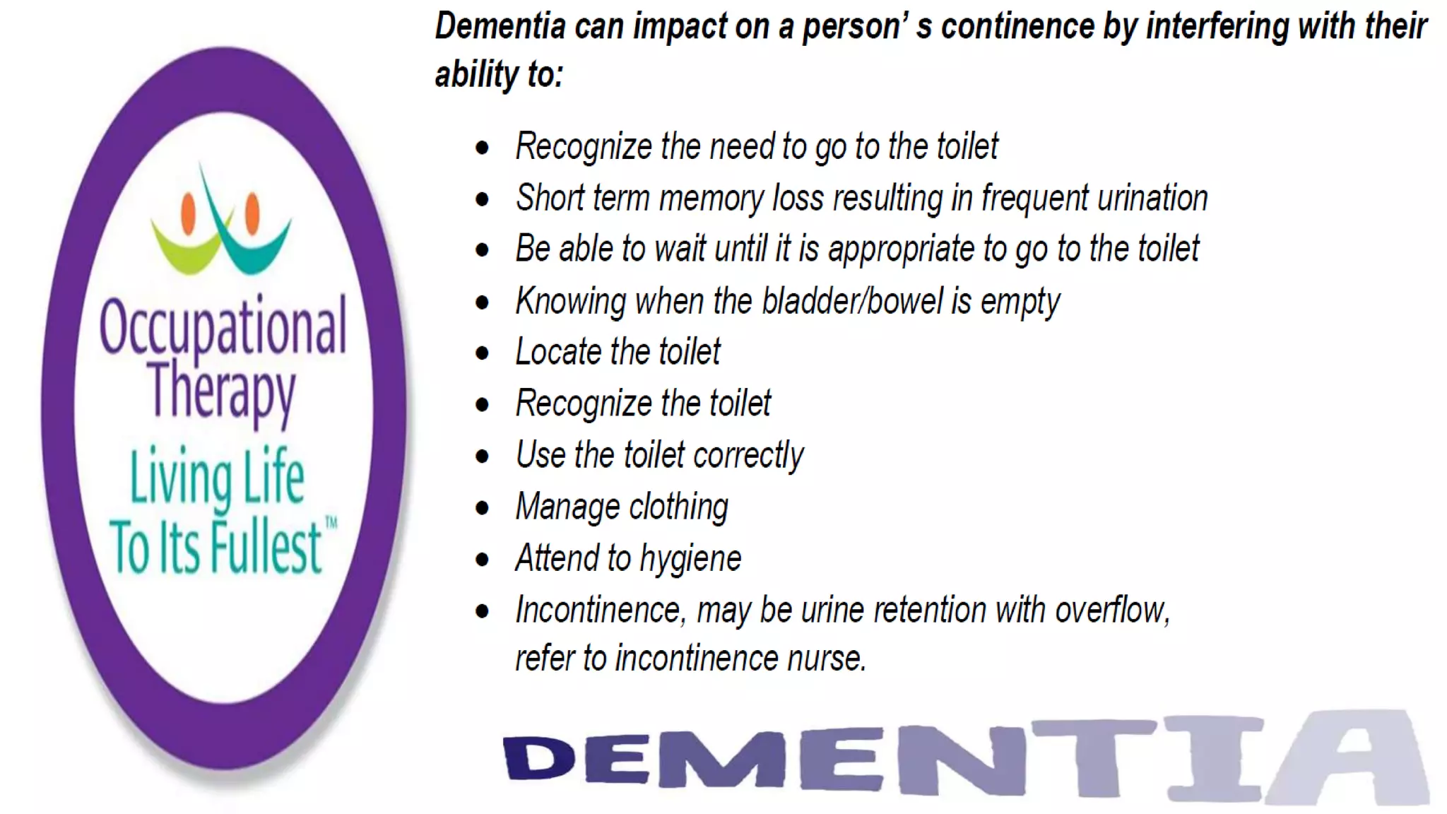 Occupational Therapy and Dementia Care part 3