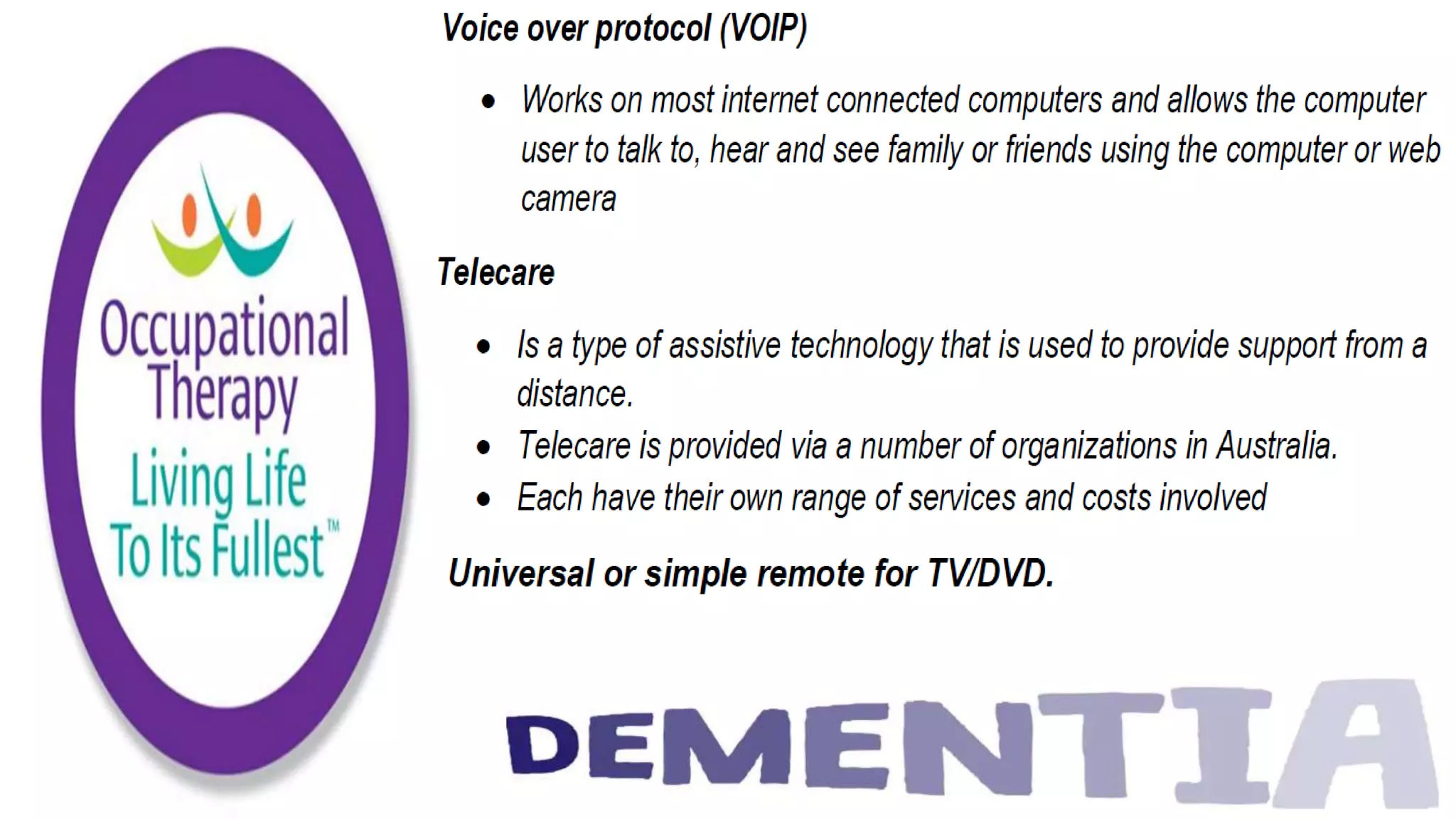 Occupational Therapy and Dementia Care part 3