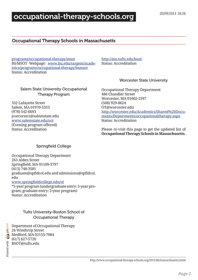 Occupational therapy schools in massachusetts PDF