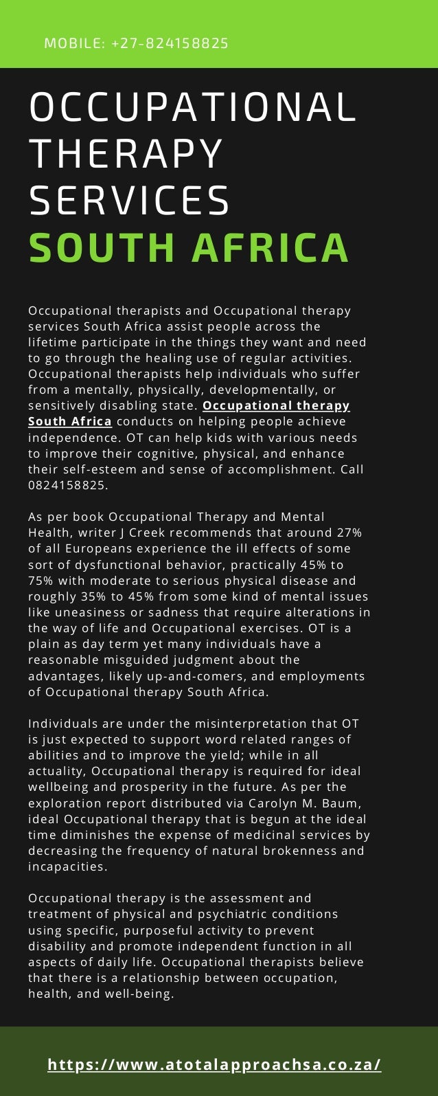 Occupational therapy services south africa