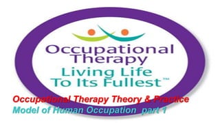 Occupational Therapy Theory & Practice
Model of Human Occupation part 1
 