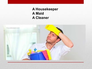A Housekeeper
A Maid
A Cleaner
 