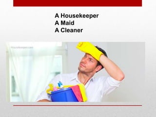 A Housekeeper
A Maid
A Cleaner
 
