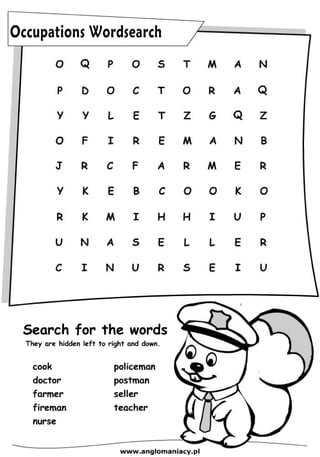 Occupations wordsearch