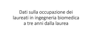 Dati sulla occupazione dei
laureati in ingegneria biomedica
a tre anni dalla laurea
 