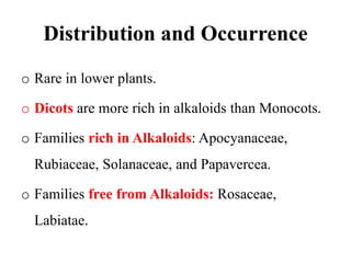 Occurrence and classification of alkaloids