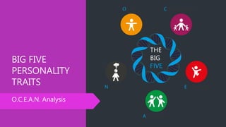 BIG FIVE
PERSONALITY
TRAITS
O.C.E.A.N. Analysis
THE
BIG
 