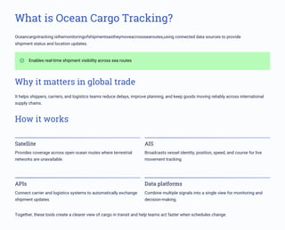 Ocean Cargo Tracking for Real-Time Visibility and Efficient Shipping | PDF