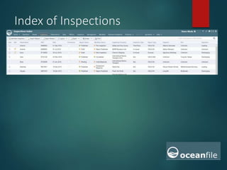 Index of Inspections
 