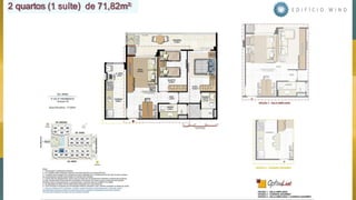 2 quartos (1 suíte) de 71,82m²
 