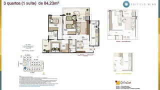 3 quartos (1 suíte) de 84,23m²
 