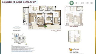 3 quartos (1 suíte) de 92,77 m²
 