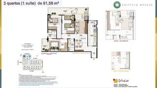 3 quartos (1 suíte) de 91,58 m²
 