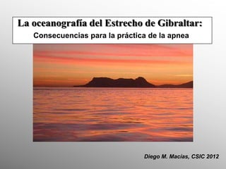La oceanografía del Estrecho de Gibraltar:
   Consecuencias para la práctica de la apnea




                                Diego M. Macías, CSIC 2012
 