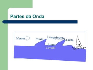 Partes da Onda Crista Crista Cavado Comprimento Altura Ventos Cavado 