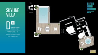 2.3.2020 .‫החברה‬ ‫את‬ ‫יחייבו‬ ‫בלבד‬ ‫והם‬ ‫הבנייה‬ ‫היתר‬ ‫קבלת‬ ‫לאחר‬ ‫שיערכו‬ ‫כפי‬ ‫המכר‬ ‫ותכניות‬ ‫המפרטים‬ .‫התכנון‬ ‫גורמי‬ ‫והנחיות‬ ‫בנייה‬ ‫התרי‬ ‫פי‬ ‫על‬ ‫לרבות‬ ,‫לשינויים‬ ‫וכפופים‬ ‫בלבד‬ ‫והדמיה‬ ‫המחשה‬ ‫לצורך‬ ‫הינם‬ ‫זה‬ ‫בדף‬ ‫והפרטים‬ ‫התכנית‬
‫צ‬
‫ד‬
‫מז‬
‫מע‬
31 ‫קומה‬
‫מרפסת‬ ‫מ״ר‬ 108.1 ‫סה״כ‬ + ‫מ״ר‬ 84.6
‫ם‬‫י‬‫ר‬‫ו‬‫ה‬ ‫ה‬‫נ‬‫י‬‫ש‬ .‫ח‬
324 / 406
‫ם‬‫י‬‫ר‬‫ו‬‫ה‬ ‫ה‬‫צ‬‫ח‬‫ר‬ .‫ח‬
225 / 284
- 529 -
‫ה‬‫ח‬‫פ‬‫ש‬‫מ‬ .‫ח‬
-
4
7
9
-
- 459 -
-
1
4
1
-
D-L
D-R
‫י‬‫ז‬‫ו‬‫ק‬‫׳‬‫ג‬
‫ת‬‫ו‬‫נ‬‫ו‬‫ר‬‫א‬ .‫ח‬
182 / 406
‫ם‬‫י‬‫ח‬‫ר‬‫ו‬‫א‬ .‫ש‬
135 / 177
-
440
-
- 951 -
‫שחיה‬ ‫בריכת‬
-
1117
-
-
3
4
6
-
SKYLINE
The plan and details shown on this page are for illustration and visualization purposes only and are subject to change, including in accordance with building permits and
planning authority guidelines. The sales plans and specifications will be finalized after receipt of the building permit, and they alone shall be binding upon the company.
UPPER LEVEL – 31
Skyline
villa
84.6 SQM RESIDENTIAL AREA
108.1 SQM BALCONY
dr
5-ROOM DUPLEX
FLOORS 30-31
‫צ‬
‫ד‬
‫מז‬
‫מע‬
D-L
D-R
‫ם‬‫י‬‫ר‬‫ו‬‫ה‬ ‫ה‬‫נ‬‫י‬‫ש‬ .‫ח‬
512 / 402
‫ם‬‫י‬‫ר‬‫ו‬‫ה‬ ‫ה‬‫צ‬‫ח‬‫ר‬ .‫ח‬
400 / 195
- 427 -
-
2
1
4
-
-
4
8
7
-
- 752 -
- 552 -
- 537 -
2.3.2021 .‫החברה‬ ‫את‬ ‫יחייבו‬ ‫בלבד‬ ‫והם‬ ‫הבנייה‬ ‫היתר‬ ‫קבלת‬ ‫לאחר‬ ‫שיערכו‬ ‫כפי‬ ‫המכר‬ ‫ותכניות‬ ‫המפרטים‬ .‫התכנון‬ ‫גורמי‬ ‫והנחיות‬ ‫בנייה‬ ‫התרי‬ ‫פי‬ ‫על‬ ‫לרבות‬ ,‫לשינויים‬ ‫וכפופים‬ ‫בלבד‬ ‫והדמיה‬ ‫המחשה‬ ‫לצורך‬ ‫הינם‬ ‫זה‬ ‫בדף‬ ‫והפרטים‬ ‫התכנית‬
FLOOR 31
Master Bathroom
Master Bedroom
Jacuzzi
Swimming Pool
Guest Bathroom
Family Room
Walk-In Closet
 