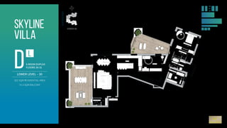 2.3.2021 .‫החברה‬ ‫את‬ ‫יחייבו‬ ‫בלבד‬ ‫והם‬ ‫הבנייה‬ ‫היתר‬ ‫קבלת‬ ‫לאחר‬ ‫שיערכו‬ ‫כפי‬ ‫המכר‬ ‫ותכניות‬ ‫המפרטים‬ .‫התכנון‬ ‫גורמי‬ ‫והנחיות‬ ‫בנייה‬ ‫התרי‬ ‫פי‬ ‫על‬ ‫לרבות‬ ,‫לשינויים‬ ‫וכפופים‬ ‫בלבד‬ ‫והדמיה‬ ‫המחשה‬ ‫לצורך‬ ‫הינם‬ ‫זה‬ ‫בדף‬ ‫והפרטים‬ ‫התכנית‬
‫דיור‬ .‫ח‬
‫שינה‬ .‫ח‬
-
342
-
- 450 -
‫מטבח‬
‫אוכל‬ .‫פ‬
‫אורחים‬ .‫ש‬
169 / 155
‫צ‬
‫ד‬
‫מז‬
‫מע‬
‫כניסה‬
‫ם‬‫י‬‫ר‬‫ו‬‫ה‬ ‫ה‬‫נ‬‫י‬‫ש‬ .‫ח‬
512 / 402
‫ם‬‫י‬‫ר‬‫ו‬‫ה‬ ‫ה‬‫צ‬‫ח‬‫ר‬ .‫ח‬
400 / 195
‫ה‬‫י‬‫ט‬‫ב‬‫מ‬‫א‬ .‫ח‬
170 / 215 ‫ת‬‫ו‬‫ר‬‫י‬‫ש‬ .‫מ‬
117 / 212
‫ד‬‫״‬‫מ‬‫מ‬ / ‫ר‬‫ש‬‫ו‬‫כ‬ .‫ח‬
345 / 272
- 427 -
-
2
1
4
-
-
4
8
7
-
- 752 -
- 552 -
-
440
-
- 537 -
-
942
-
- 117 -
D-L
D-R
-
867
-
30 ‫קומה‬
‫מרפסת‬ ‫מ״ר‬ 74.3 ‫סה״כ‬ + ‫מ״ר‬ 202
SKYLINE
The plan and details shown on this page are for illustration and visualization purposes only and are subject to change, including in accordance with building permits and
planning authority guidelines. The sales plans and specifications will be finalized after receipt of the building permit, and they alone shall be binding upon the company.
LOWER LEVEL – 30
Skyline
villa
202 SQM RESIDENTIAL AREA
74.3 SQM BALCONY
dl
5-ROOM DUPLEX
FLOORS 30-31
FLOOR 30
2.3.2021 .‫החברה‬ ‫את‬ ‫יחייבו‬ ‫בלבד‬ ‫והם‬ ‫הבנייה‬ ‫היתר‬ ‫קבלת‬ ‫לאחר‬ ‫שיערכו‬ ‫כפי‬ ‫המכר‬ ‫ותכניות‬ ‫המפרטים‬ .‫התכנון‬ ‫גורמי‬ ‫והנחיות‬ ‫בנייה‬ ‫התרי‬ ‫פי‬ ‫על‬ ‫לרבות‬ ,‫לשינויים‬ ‫וכפופים‬ ‫בלבד‬ ‫והדמיה‬ ‫המחשה‬ ‫לצורך‬ ‫הינם‬ ‫זה‬ ‫בדף‬ ‫והפרטים‬ ‫התכנית‬
- 450 -
‫אורחים‬ .‫ש‬
169 / 155
‫צ‬
‫ד‬
‫מז‬
‫מע‬
‫כניסה‬
- 117 -
D-L
D-R
-
867
-
Master Bathroom
Master Bedroom
Utility Room
Gym / Safe Room
Living Room
Kitchen
ENTRANCE
Bathroom
Guest Bathroom
Bedroom
Dining Area
 