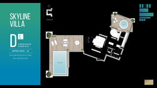 2.3.2021 .‫החברה‬ ‫את‬ ‫יחייבו‬ ‫בלבד‬ ‫והם‬ ‫הבנייה‬ ‫היתר‬ ‫קבלת‬ ‫לאחר‬ ‫שיערכו‬ ‫כפי‬ ‫המכר‬ ‫ותכניות‬ ‫המפרטים‬ .‫התכנון‬ ‫גורמי‬ ‫והנחיות‬ ‫בנייה‬ ‫התרי‬ ‫פי‬ ‫על‬ ‫לרבות‬ ,‫לשינויים‬ ‫וכפופים‬ ‫בלבד‬ ‫והדמיה‬ ‫המחשה‬ ‫לצורך‬ ‫הינם‬ ‫זה‬ ‫בדף‬ ‫והפרטים‬ ‫התכנית‬
‫צ‬
‫ד‬
‫מז‬
‫מע‬
‫ם‬‫י‬‫ר‬‫ו‬‫ה‬ ‫ה‬‫נ‬‫י‬‫ש‬ .‫ח‬
324 / 406
‫ם‬‫י‬‫ר‬‫ו‬‫ה‬ ‫ה‬‫צ‬‫ח‬‫ר‬ .‫ח‬
225 / 284
- 529 -
‫ה‬‫ח‬‫פ‬‫ש‬‫מ‬ .‫ח‬
-
4
7
9
-
- 459 -
-
1
4
1
-
D-L
D-R
‫י‬‫ז‬‫ו‬‫ק‬‫׳‬‫ג‬
‫ת‬‫ו‬‫נ‬‫ו‬‫ר‬‫א‬ .‫ח‬
182 / 406
‫ם‬‫י‬‫ח‬‫ר‬‫ו‬‫א‬ .‫ש‬
135 / 177
-
440
-
- 951 -
‫שחיה‬ ‫בריכת‬
-
1117
-
-
3
4
6
-
31 ‫קומה‬
‫מרפסת‬ ‫מ״ר‬ 108.1 ‫סה״כ‬ + ‫מ״ר‬ 84.6
SKYLINE
The plan and details shown on this page are for illustration and visualization purposes only and are subject to change, including in accordance with building permits and
planning authority guidelines. The sales plans and specifications will be finalized after receipt of the building permit, and they alone shall be binding upon the company.
UPPER LEVEL – 31
Skyline
villa
84.6 SQM RESIDENTIAL AREA
108.1 SQM BALCONY
dl
5-ROOM DUPLEX
FLOORS 30-31
FLOOR 31
2.3.2021 .‫החברה‬ ‫את‬ ‫יחייבו‬ ‫בלבד‬ ‫והם‬ ‫הבנייה‬ ‫היתר‬ ‫קבלת‬ ‫לאחר‬ ‫שיערכו‬ ‫כפי‬ ‫המכר‬ ‫ותכניות‬ ‫המפרטים‬ .‫התכנון‬ ‫גורמי‬ ‫והנחיות‬ ‫בנייה‬ ‫התרי‬ ‫פי‬ ‫על‬ ‫לרבות‬ ,‫לשינויים‬ ‫וכפופים‬ ‫בלבד‬ ‫והדמיה‬ ‫המחשה‬ ‫לצורך‬ ‫הינם‬ ‫זה‬ ‫בדף‬ ‫והפרטים‬ ‫התכנית‬
‫צ‬
‫ד‬
‫מז‬
‫מע‬
D-L
D-R
‫שחיה‬ ‫בריכת‬
-
1117
-
Master Bedroom
Master Bathroom
Jacuzzi
Swimming Pool
Family Room
Walk-In Closet
Guest
Bathroom
 