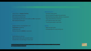 MAIN TECHNICAL SPECIFICATIONS – PENTHOUSE & DUPLEX
The Apartments:
Interior doors – Pandoor Pan Zero
Solid wood parquet flooring
Mini central air conditioning
Insulated glazing with aluminum profiles by Klil or equivalent
Well-equipped private gym
Kitchen:
Designer kitchen, including built-in unit
Caesarstone countertop
Undermount sink
Premium faucets by GROHE or equivalent
Sanitary Ware:
Stylish bathroom cabinets
Wall-mounted toilets with concealed cisterns
Porcelain floor and wall tiling in various sizes
*The company will solely be bound by what is stated in the sales agreement and specifications contained therein, as signed by both parties.
**Types of materials are subject to change.
Electrical Systems:
Full smart home system
Electric shutters throughout the apartment
Electrical fixtures by Gewiss, Bticino, or equivalent
Three-phase electrical connection
CCTV intercom with color screen
TV and phone outlet in each room
Balcony:
Water and gas outlets
Full preparation for a pool and jacuzzi
 