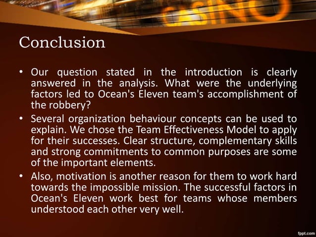 Ocean's Eleven Organizational Behavior | PPTX | Business | Business and ...