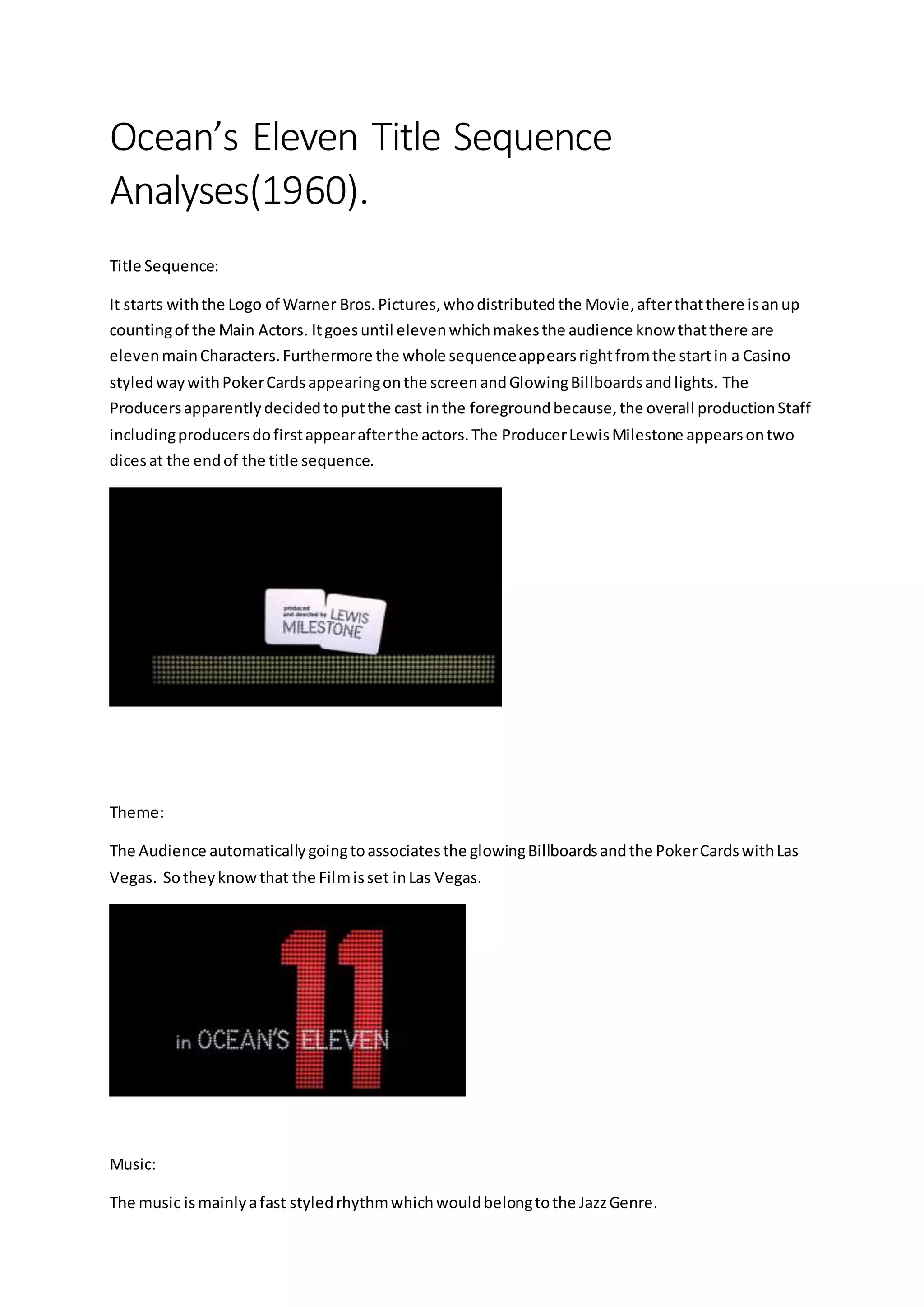 Oceans eleven title sequence | PDF
