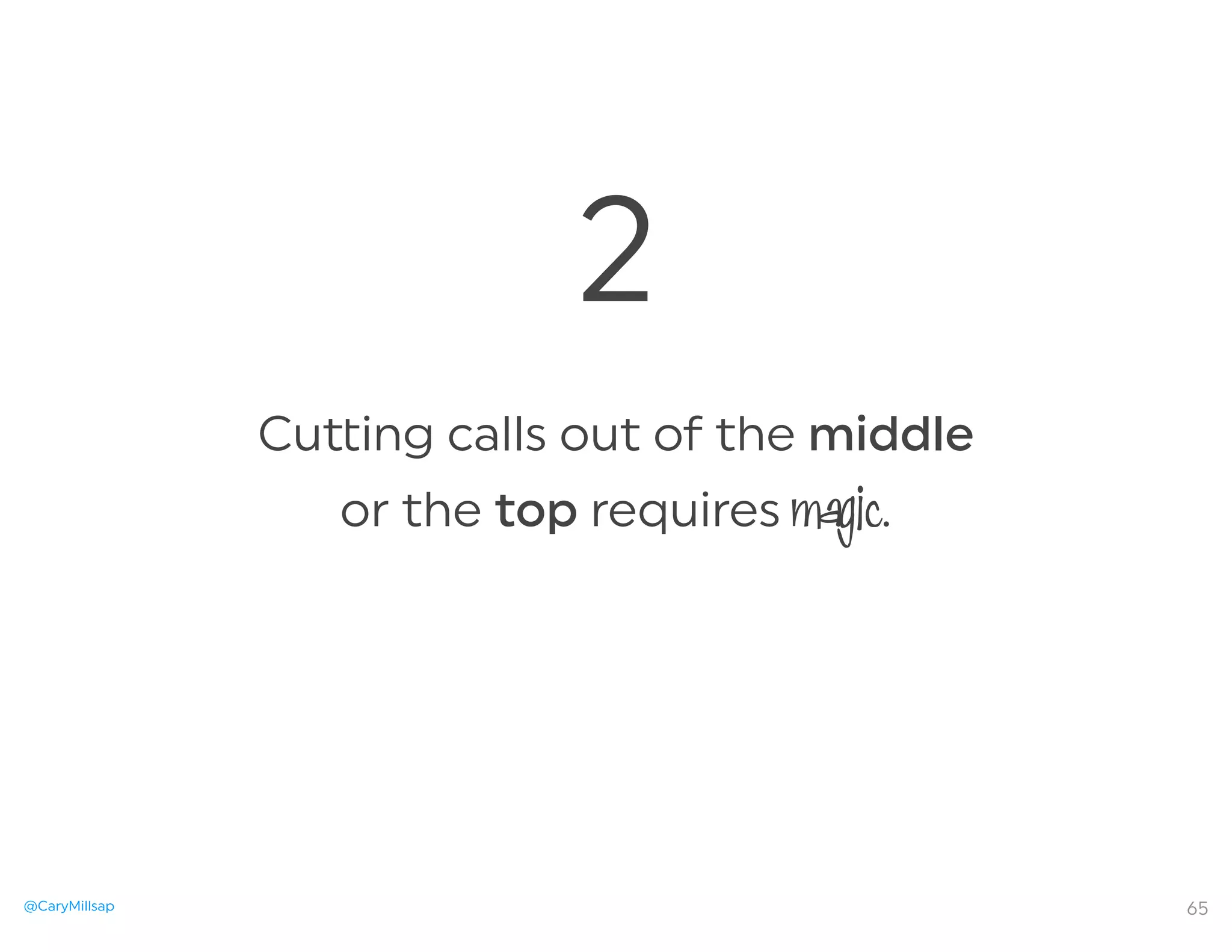 @CaryMillsap
Cu ing calls out of the middle
or the top requires magic.
65
2
 