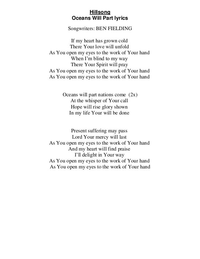 Oceans will part