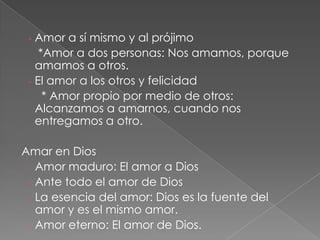 Amor o sentimiento: El amor no es solo sentimiento, lo que algunas veces sentimos podría llamarse un apasionamiento.