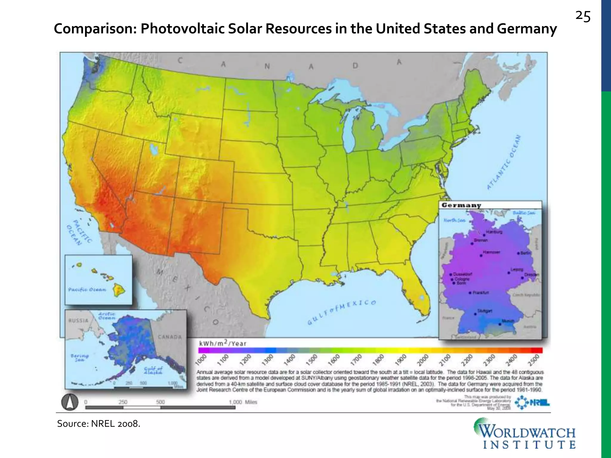25
Source: NREL 2008.
Comparison: Photovoltaic Solar Resources in the United States and Germany
 