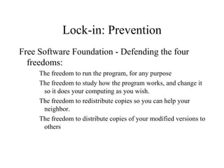Lock-in: Types of Differentiation Negative Differentiation Bundling My hardware + my software Investment Airline miles 