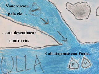 Vane viaxou
polo río ...
E alí atopouse con Paula.
... ata desembocar
noutro río.
 