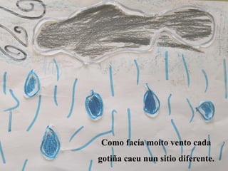 Como facía moito vento cada
gotiña caeu nun sitio diferente.
 