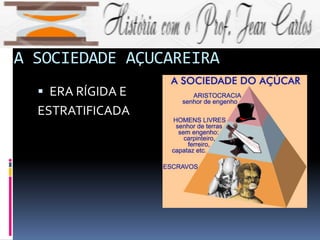 A SOCIEDADE AÇUCAREIRA
 ERA RÍGIDA E
ESTRATIFICADA
 