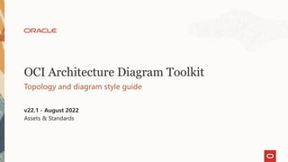 OCI Architecture Diagram Toolkit
Topology and diagram style guide
v22.1 - August 2022
Assets & Standards
 