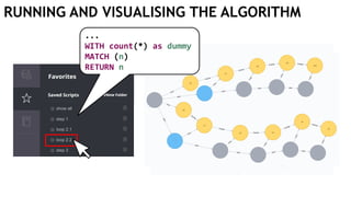 RUNNING AND VISUALISING THE ALGORITHM
...
WITH count(*) as dummy
MATCH (n)
RETURN n
 