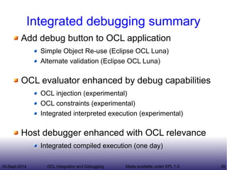 Ocl Interface Embedded OCL Integration and Debugging | ODP