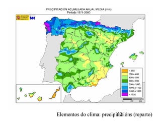Elementos do clima: precipitacións.53
Número medio anual de días de precipitación
 