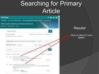 Searching for Primary
Article
Results!
Click on titles for more
details.
 
