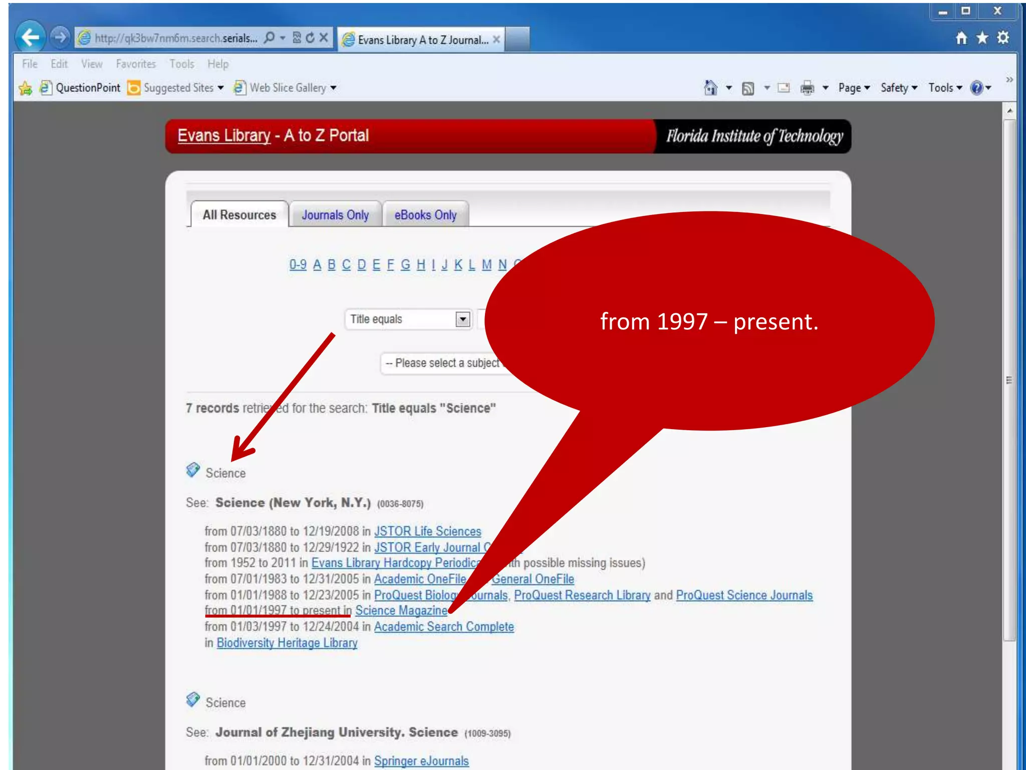 from 1997 – present. 
 